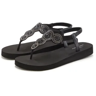 Badezehentrenner VENICE BEACH "Sandale, Badeschuh, Badelatsche, Flip Flop, Badeschlappe, Sommerschuhe", Damen, Gr. 44, schwarz, Obermaterial: 100% Lederimitat. Decksohle: 100% Synthetik. Futter: 100% Lederimitat. Laufsohle: 100% Synthetik, Glitzer, unifarben, Schuhe Badezehentrenner, Zehentrenner ultraleicht mit Glitzerdetails VEGAN, Topseller