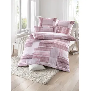 Bettwäsche BIBERNA Gr. 1, rosa (rosé), B/L: 135cm x 200cm, Seersucker, B/L: 80cm x 80cm, 3 Stk., Seersucker, 100% Baumwolle, Bettwäsche, Bettwäsche