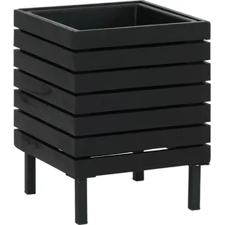 MCW Pflanzkasten P84 Quadratisch Stahl Akazie 43x33x33cm Schwarz