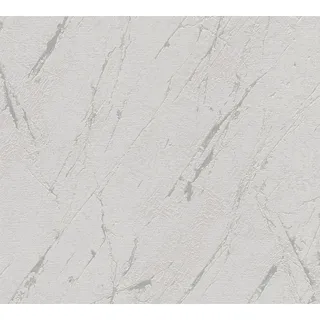 ascreation Marmoroptik Vliestapete 10,05 m x 0,53 m Grau/ Silber 393361