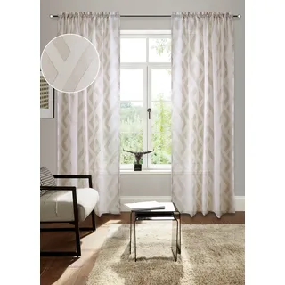 Gardine BRUNO BANANI "Lynn" Gr. 1, beige (sand), B:140cm H:145cm, Scherli, Polyester, Gardinen, Gardine, schöner Schal, Scherli, zeitlos und modern