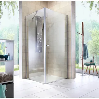WELLTIME Florenz 2.1 Eckdusche mit Drehtür 90 x 190 cm grau Sicherheitsglas
