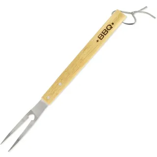 Fackelmann Grillgabel, Riesengrillgabel, Holz, Edelstahl, braun, 42 cm