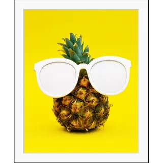 Queence »Alessio« Ananas Kunst Lebensmittel Obst Obst bild(er): HD Premium Poster-Druck inkl. Holzrahmen,