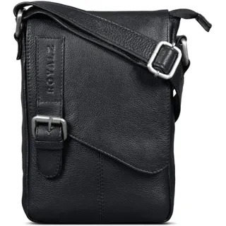 ROYALZ 'Louisiana' Leder Umhängetasche Klein für Männer Herren Ledertasche Mini Seitentasche Vintage Look Tasche zum Umhängen, Farbe:Schwarz