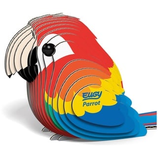 carletto deutschland / eugy EUGY 650023 - Parrot, Papagei, 3D-Tier-Puzzle, DIY-Bastelset