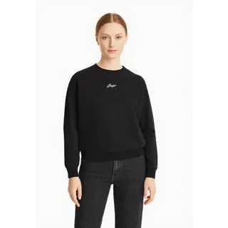 Sweatshirt BOSS ORANGE "Esweaty Premium Damenmode", Damen, Gr. S (36), schwarz (schwarz 001), Sweatware, Obermaterial: 100% Baumwolle, unifarben, hüftlang, Rundhals, Rippbündchen, Sweatshirts Sweatshirt, im Oversized Look