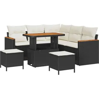 vidaXL Gartensofa-set 8 pcs Schwarz Poly-Rattan - Schwarz