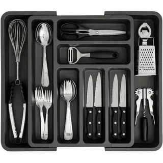 edihome Besteckkasten für Schublade 6 bis 8 Fächer 1-tlg. Grau