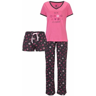 VIVANCE DREAMS Damen Pyjama pink-schwarz-gemustert Gr.32/34