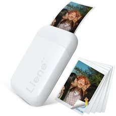 Liene 2x3'' Mini Fotodrucker Smartphone, Mini Tragbarer Sofortbilddrucker mit 5 Zink Klebepapier, Bluetooth 5.0, Kompatibel mit IOS & Android, Kleiner Handy Fotodrucker für iPhone - Weiß
