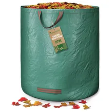 GardenGloss® 1X Gartenabfallsack mit Griffen - 272L Hohes Fassungsvermögen - UV-Stabil und Wasserabweisend - Wiederverwendbarer und Stabiler Gartensack
