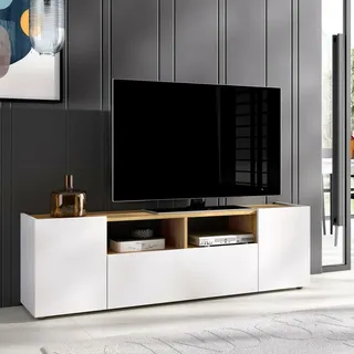 Dmora Etna TV-Lowboard 142x34,7x44 cm Weiß/Eiche