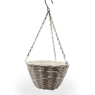 CREEDWOOD Blumenampel Bowl | 25 cm, Weide, Metall | Natur Pflanzampel, geflochtenes Korbgeflecht, Hängevase, Dekovase Blumen und Pflanzen, Übertopf
