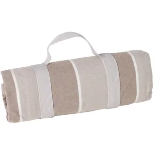 Les Jardins de la Comtesse - „Polo Club Picknickdecke beige und weiß mit wasserabweisender Unterseite - Ausmaße: 140x140cm