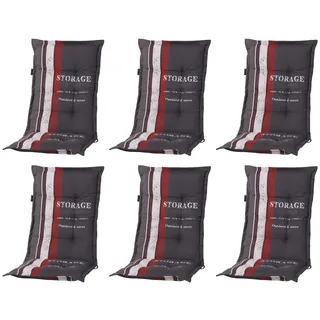 Madison 6x G148 Hochlehner Gartenstuhl Auflagen 8cm dick grau Streifen