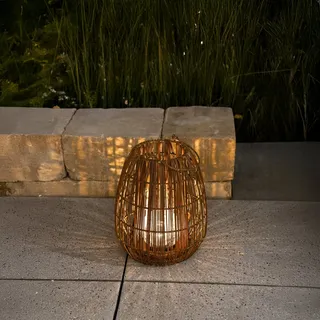 esotec Solarleuchte Kunststoff/Metall/Rattan 28 cm 1er Set Braun