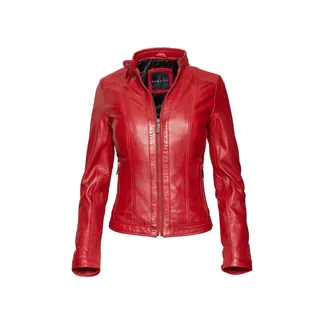 Lederjacke BUGATTI "BULady-121", Damen, Gr. 46, rot, Obermaterial: 100% Lammleder LEL. Futter: 100% Polyester PES., Rundhals, Jacken Lederjacke, aus hochwertigem Leder