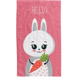 damaloo Kinderhandtuch 30x50cm mit Hase Motiv aus Baumwolle - Händetuch für Mädchen & Jungen - Gästehandtuch, Gesichtstuch & Handtuch - Kleiner Waschlappen 30x50 cm - Kinder Handtuch klein