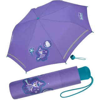 Scout Kinder-Taschenschirm mit reflektierendem Streifen Purple Magic
