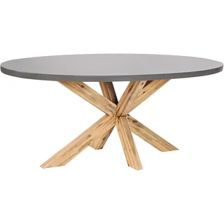 Beliani Gartentisch oval 190 x 100 x 75 cm Grau/Hellbraun/Stein