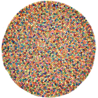 THEKO Wollteppich "Felty 2.2, handgefertigt" rund 22 mm Höhe Filzkugel-Teppich, reine Wolle, auch in rund & als Läufer, multi
