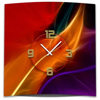 Wanduhr XXL 3D Optik Dixtime abstrakt orange Feder 50x50 cm leises Uhrwerk GQ-038 - Braun