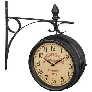 Relaxdays Bahnhofsuhr 34 cm HBT 33 x 34 x 10 cm schwarz