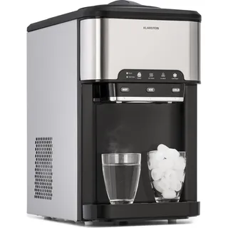 Klarstein Eiswürfelmaschine für Zuhause Camping Gastro, Schnelle Mini Eiswürfelmaschine Klein, Profi Eismaschine für Große Kleine Klare Eiswürfel, Selbstreinigend mit 3L Eiswürfelbehälter, 20kg/24h - Silber