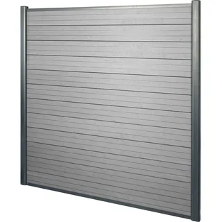 WPC-Sichtschutz Sarthe, Windschutz Zaun, Alu-Pfosten  Basiselement, 1,90m grau - Grau