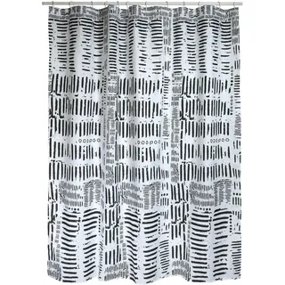 Spirella Schimmel Duschvorhang-Anti-Bakteriell, waschbar, wasserdicht, Polyester, „Connection“ 180x200cm Schwarz/Weiß, Brown, 180 x 200 cm