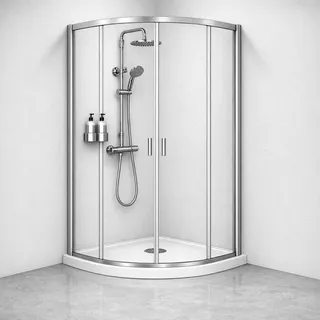 WELLTIME New Summer Runddusche mit Schiebetür 100 x 190 cm silber Milchglas