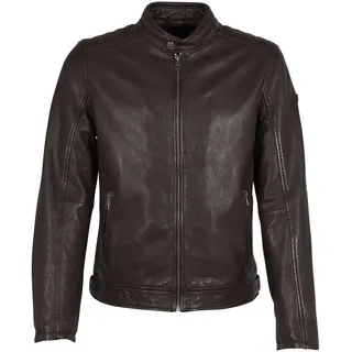 Lederjacke MAURITIUS "GMBrody LASV", Herren, Gr. 3XL, braun (schwarz braun), Obermaterial: 100% Schafsleder. Futter: 100% Baumwolle. Ärmelfutter: 100% Polyester, unifarben, regular fit kurz, eingesetzt abgesteppt, Jacken Lederjacke, mit Reißverschluss, Reißverschlusstaschen, Stehkragen