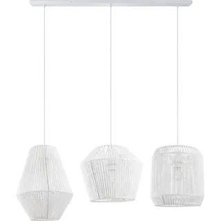 Pendelleuchte Esstisch Korb Boho Hängelampe Esszimmer Lampe E27 Rattan - Weiß