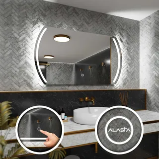 Ovaler Badezimmerspiegel mit LED-Beleuchtung und Touchschalter - Kair - 180 x 80cm - Silber