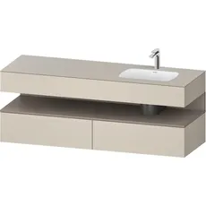 Duravit Qatego Einbauwaschtisch mit Konsolenwaschtischunterbau, 1600x550x600mm, Nische Basalt Matt, Becken rechts, QA4796043, Farbe: Taupe Supermatt/mit Nischenbeleuchtung