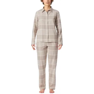 SCHIESSER Damen Schlafanzug Set lang mit Knopfleiste weiche Baumwolle-Selected Premium Warming Pyjamaset, beige_181991, 40