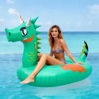 XIMEY Flamingo Aufblasbar Einhorn, Luftmatratze Pool Erwachsene, Reittier Aufblasbar, Schwimmtier Dinosaurier, Matratze Einhorn, aufblasbare Schwimmtiere für Pool, Wasserspielzeug (Dinosaurier)