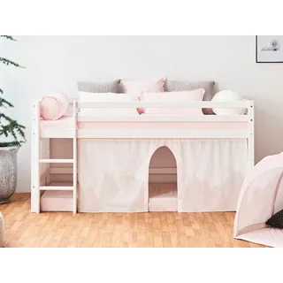 Hoppekids Hochbett Winter Wonderland 90 x 200 cm Kiefer massiv weiß rosa