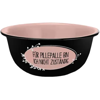 Müslischale Pillepalle nicht zuständig Emaille-Optik 600ml, Keramik, Schale, Dessertschale, Müsli, Eis, Gedalabels, Rosa