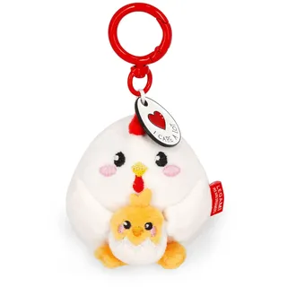 Legami - Schlüsselanhänger Super Soft! Hen Motiv, Plüsch-Schlüsselanhänger, Anhänger mit eingravierter Botschaft und Karabinerhaken aus Zink, 7x11 cm