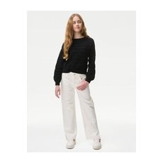 Girls M&S Collection Straight Fit Denim Jeans (6-16 Years) - Ecru, Ecru - 10-11 Years