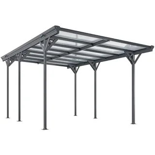 Juskys Einzel-Carport 5,05 x 3,03 m Dunkelgrau inkl. Regenrinne