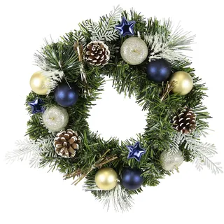 Flair Flower Weihnachtskranz dekoriert mit Christbaumkugel Stern blau