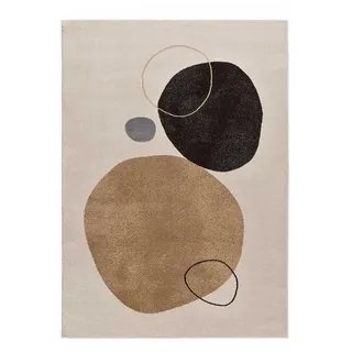 Atticgo Kurzflorteppich Beige / Schwarz Lessia 160/230 cm , Beige, Schwarz , Textil , Abstrakt , Rechteckig , 160x230 cm , Oeko-Tex® Standard 100 , antistatisch, für Fußbodenheizung geeignet, pflegeleicht , Teppiche und Böden, Teppiche