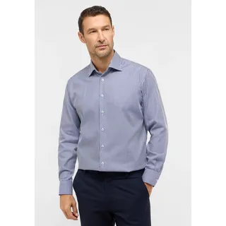 Langarmhemd ETERNA "MODERN FIT", Herren, Gr. 44, Normalgrößen, blau (navy), Satin, 100% Baumwolle, tailliert, Manschette, Hemden Langarmhemd, NON IRON (bügelfrei)