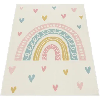 Paco Home Kinderteppich »Nino 887« rechteckig 13 mm Höhe Kurzflor, Spielteppich, Motiv Regenbogen & Herzen, Kinderzimmer,