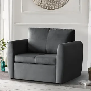 Relaxsessel KAMEL, Dunkelgrau, Loungesessel mit Bettfunktion, Bettkasten, Samtstoff - Dunkelgrau