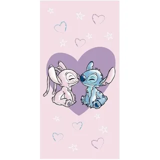 Disney Lilo und Stitch Strandtuch Love, Rosa, 100% Baumwolle, 70 x 140 cm