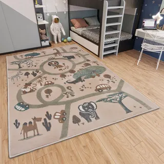 HANSE HOME "Adventures Animal Park", rechteckig 8 mm Höhe Spielteppich, fest, Kinderzimmer, Kurzflor, Spielunterlage,